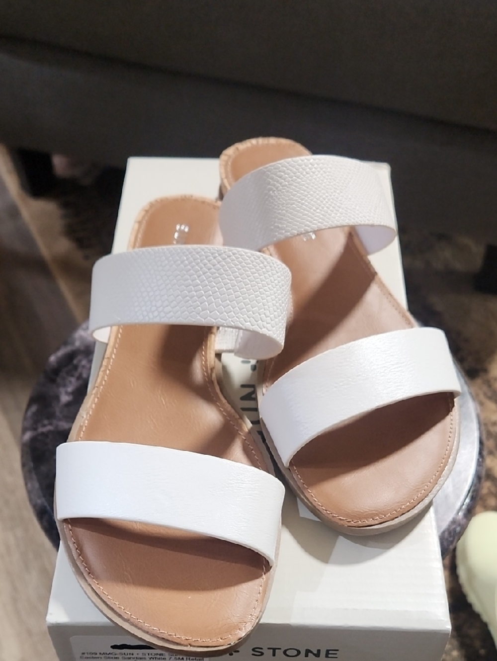 Women's White Double-Strap Slide Sandals